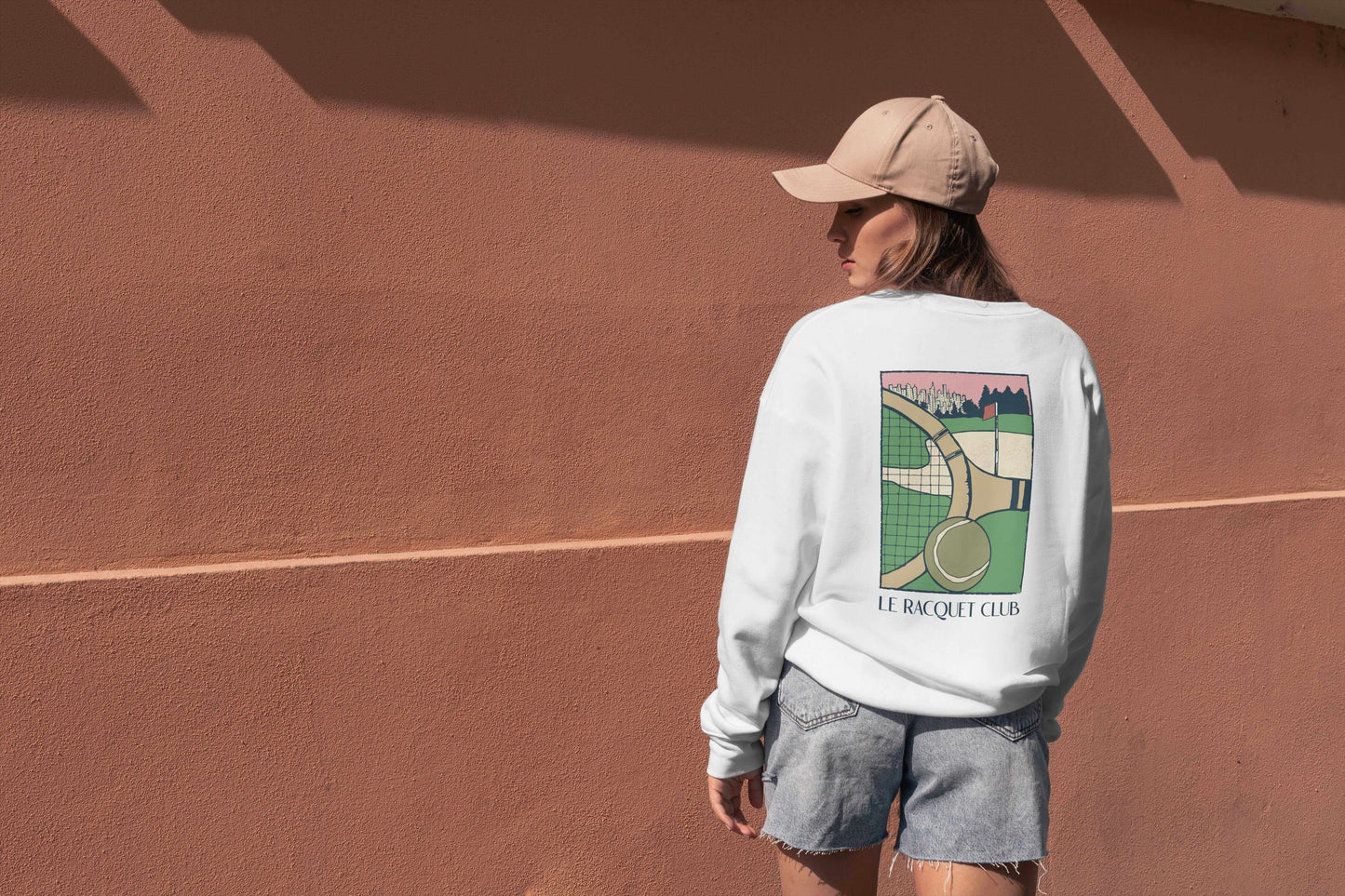 organic white sweater with vintage design  
