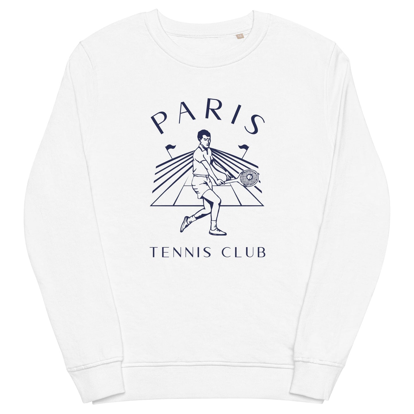 Paris Tennis Club Organic White & Blue Sweater pull Le Court Club S