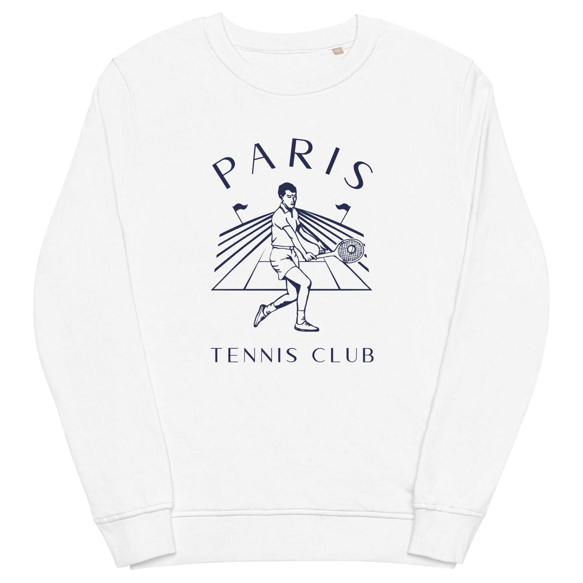 Paris Tennis Club Organic White & Blue Sweater pull Le Court Club S
